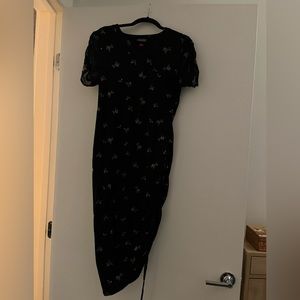 Black dress with gray flower prints